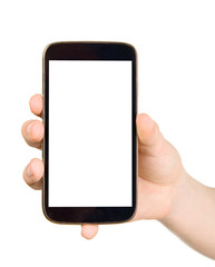 Man is holding smartphone
