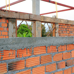 Building and Construction house, wall made red brick