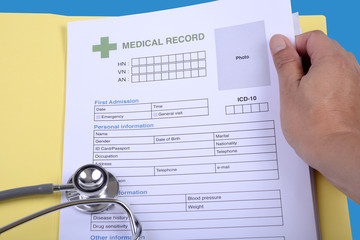 Blank medical record form.