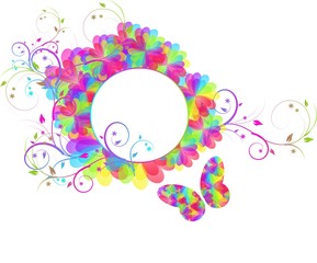 Colorful butterfly with floral ornaments