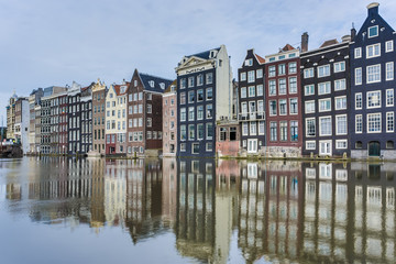 The Damrak canal in Amsterdam, Netherlands.