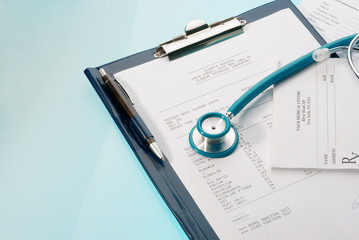 Medical questionnaire, prescription and blood test