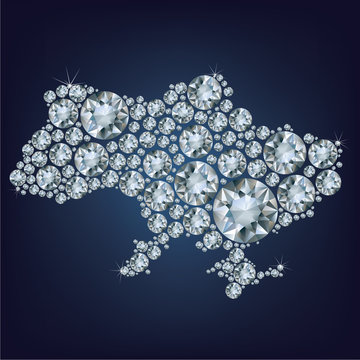 Map of Ukraine made from diamonds