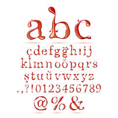 Fototapeta na wymiar Ketchup alphabet lower case