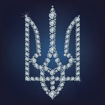 Coat of arms of Ukraine made from diamonds