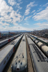 Fototapeta na wymiar Freight Station with trains