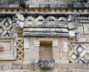 mayan temple detail in Uxmal