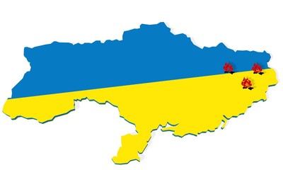 donetsk, kramatorsk, luhansk hot point on ukraine map