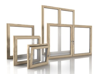 Verschiedene Holzfenster