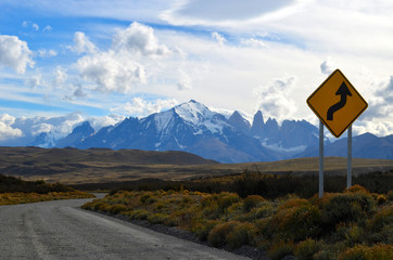 road sign in Torres del Paine