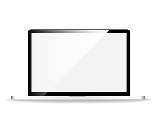 Laptop clean screen, isolated on white background