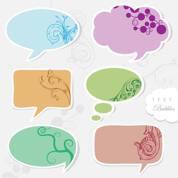set of unique retro message bubbles