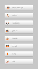 simple gray internet buttons with orange-gray icons