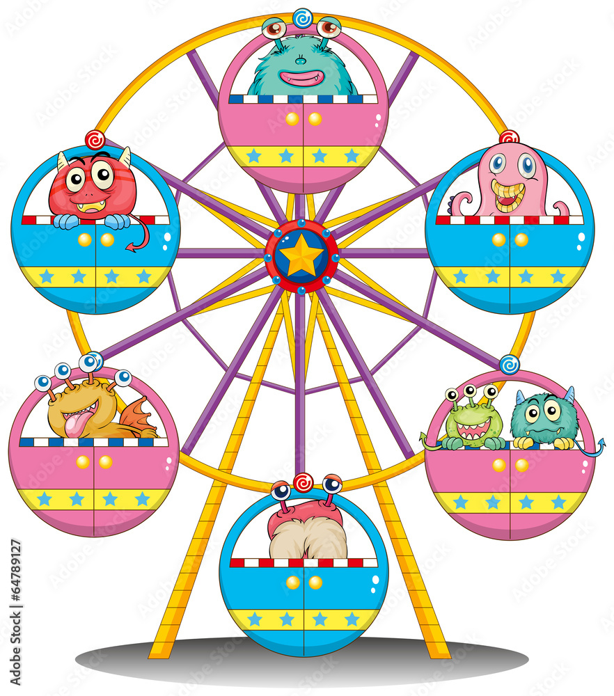 Poster A ferris wheel with monsters