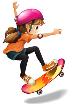 A Girl Skateboarding