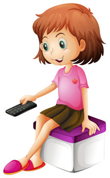 A girl holding a remote control