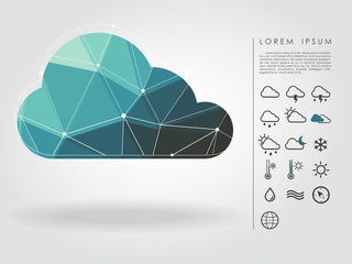polygon cloud with weather icon