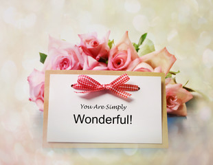 You Are Simply Wonderful message with roses