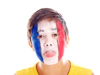 french flag painted on boy's face