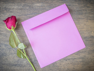 Rose and pink envelope