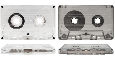 Transparent old audio cassettes