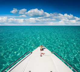 Yacht boats running in the sea. Traveling