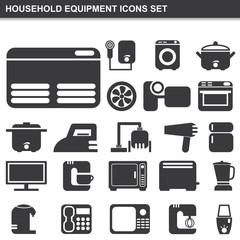 household equipment icons set