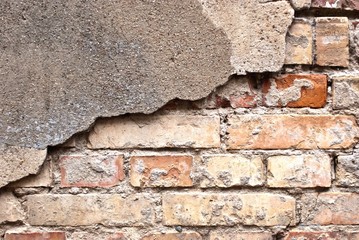 Alte Backsteinmauer mit Putzresten, Hintergrund, Mecklenburg-Vorpommern, Deutschland, Europa