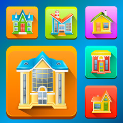 Сolorful Building icons vector