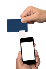 Swiping Card With Card Reader Isolated On White