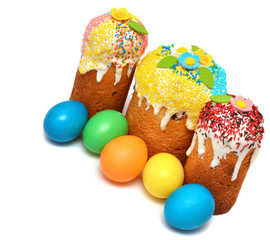 Easter cake with decorated eggs