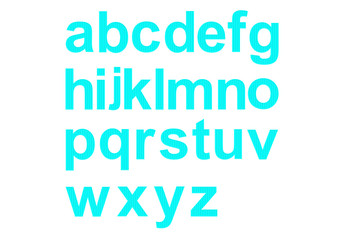 açık mavi renkli çubuklardan oluşan harfler