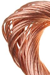 Copper cable isolated on white background 