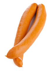 Pair of Vienna sausages on white