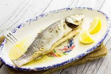 Sea bass baked