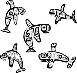 Native indian shoshone tribal drawings. Whales © Rorius