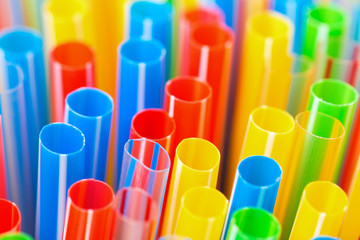 Colored Plastic Drinking Straws closeup