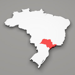 Mappa Brasile, divisione regioni Sao Paulo