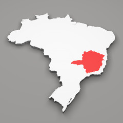 Mappa Brasile, divisione regioni Minas Gerais