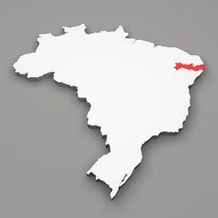 Fototapeta premium Mappa Brasile, divisione regioni Pernambuco