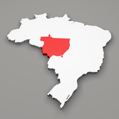 Obraz premium Mappa Brasile, divisione regioni Mato Grosso