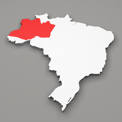 Fototapeta na wymiar Mappa Brasile, divisione regioni Amazonas