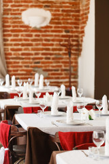 Tables set for meal