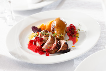 roasted duck with pear