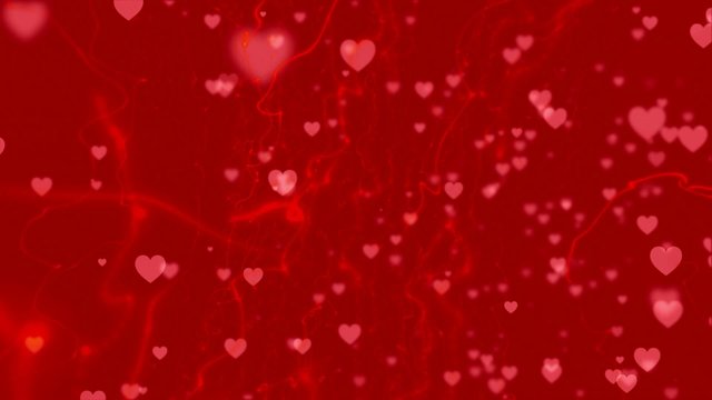 wedding loop background, abstract motion, particle red heart