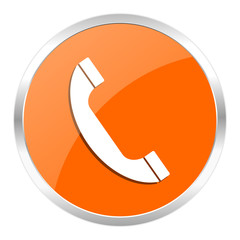 phone orange glossy icon