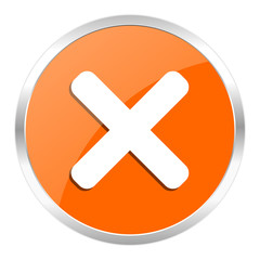 cancel orange glossy icon