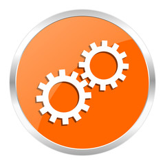 gear orange glossy icon
