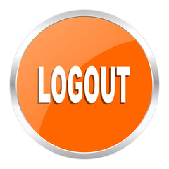 logout orange glossy icon