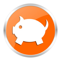 piggy bank orange glossy icon
